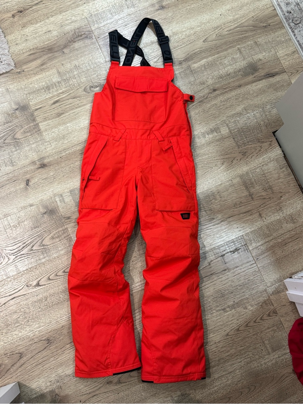 O'Neill Red Bib Snow Overalls with Black Elastic Straps